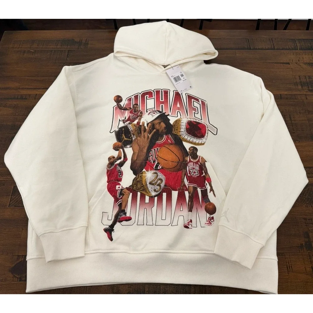 Jordan Flight Fleece Graphic Pullover Hoodie Sail HJ4396-133 Size 2XL XXL $110